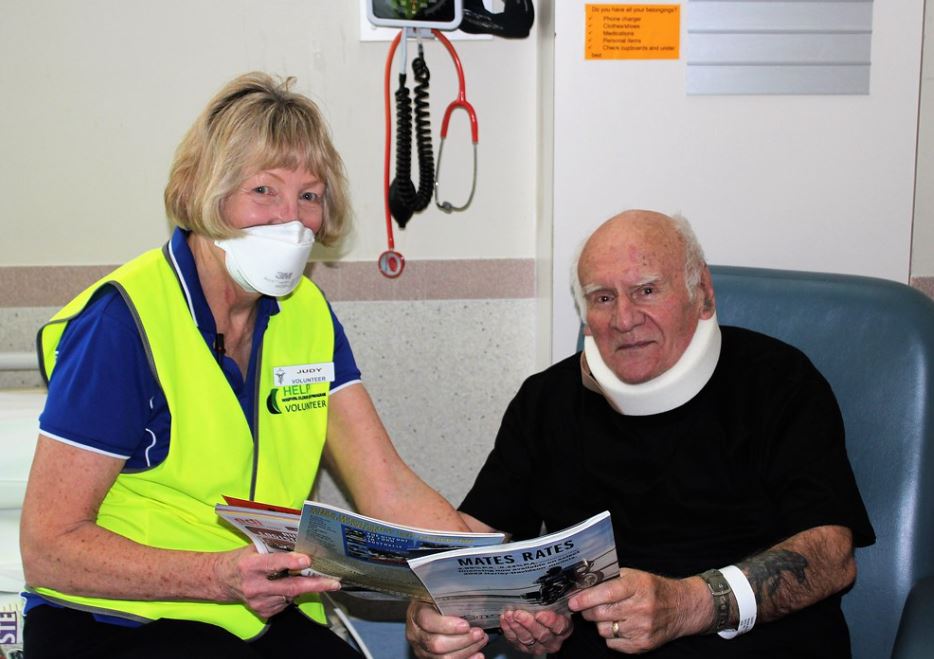 HELP volunteer Judy with Grampians Health Ballarat patient.